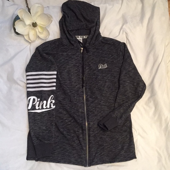 PINK Victoria's Secret Tops - PINK by Victoria Secret women’s zip up sz XS gray